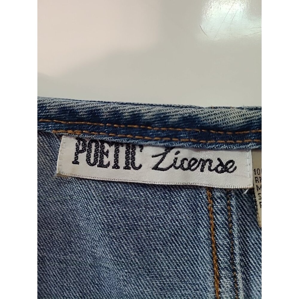 Poetic License Women's Vintage Denim Vest Size L Embellished Button Southwestern - Picture 9 of 15